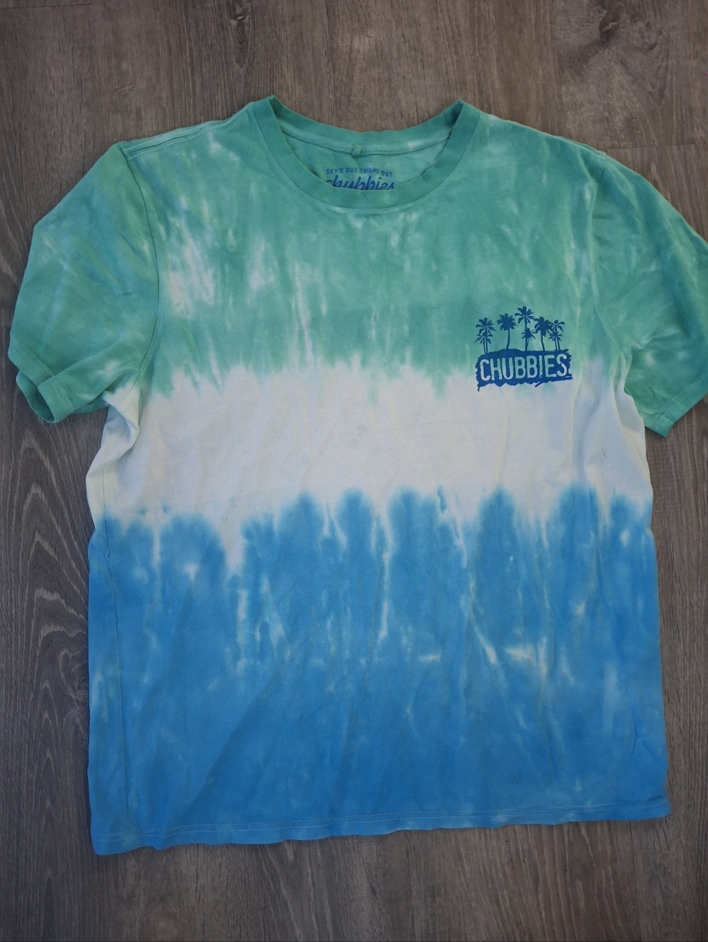 Chubbies blue tie-dye cotton t-shirt Size Large skies out thighs out tee